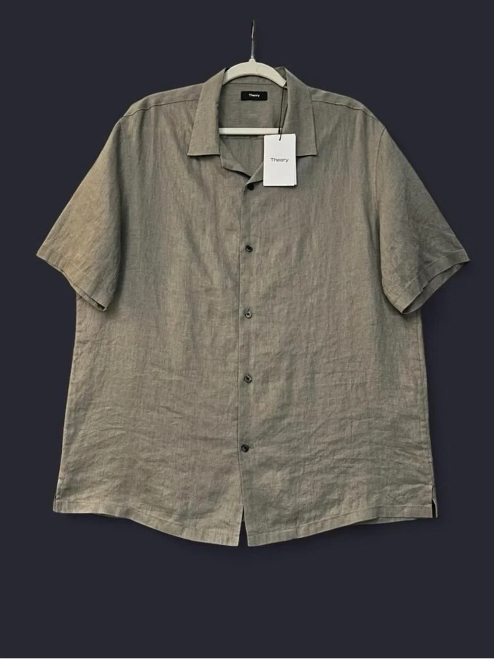 🔥 THEORY Wasabi Precise 100% Linen Button Down Shirt - Picture 1 of 4
